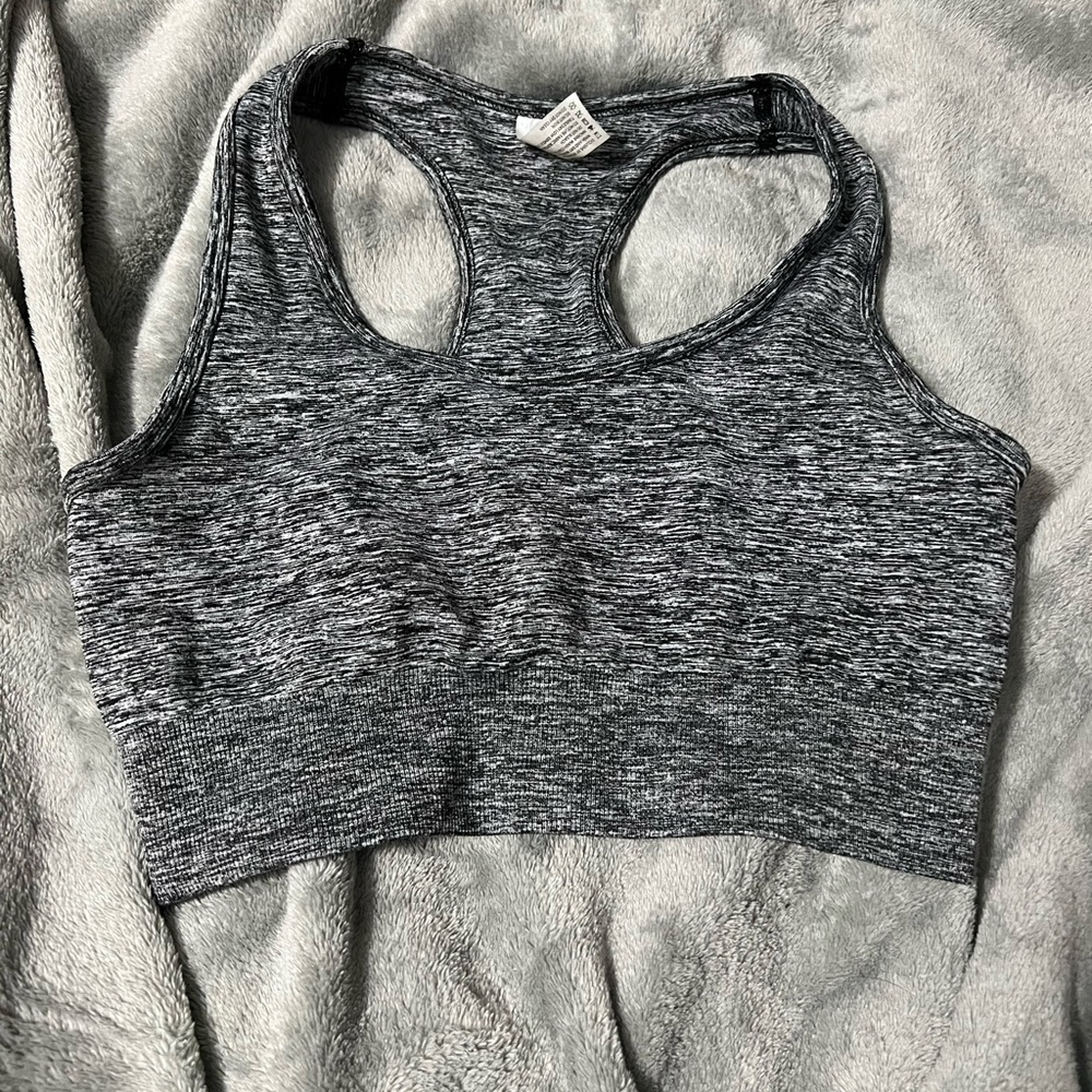 Marled gray sports bra